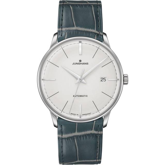 Junghans Meister Classic Terrassenbau Automatic Silver Dial Green Leather Strap Mens Watch 027/40190.02