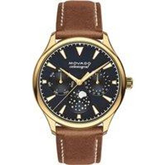 Movado Analoga schweizisk kvartsur för kvinnor med läderrem 3650010, armband