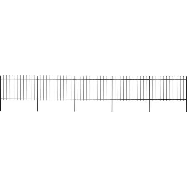 Trädgårdsstaket med spjuttopp stål 8,5x1,2 m svart
