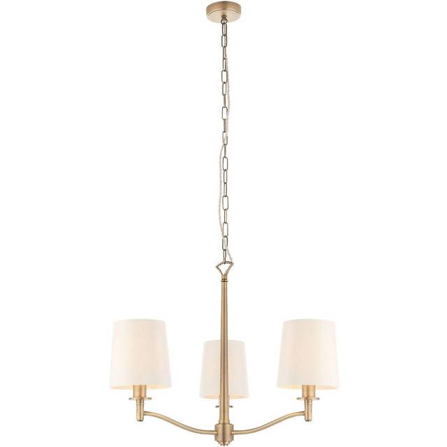 Endon 73411 Ortona 3 Light Pendant Antique Brass White Shades