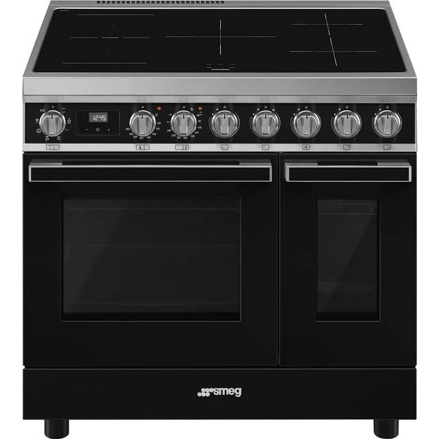 Smeg Portofino CPF92IMBL 90cm Electric Range Cooker with Induction Hob - Black - A/A Rated