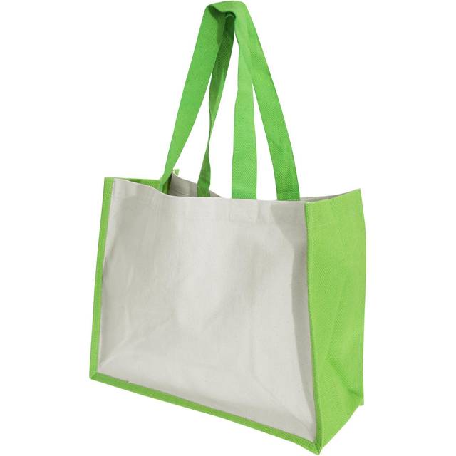 (One Size, Apple Green) Westford Mill Printers Jute Cot Shopper Bag (21 Litres)