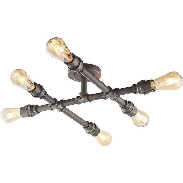 Ensora Lighting Briar 6 Light Semi Flush Ceiling Light, Grey
