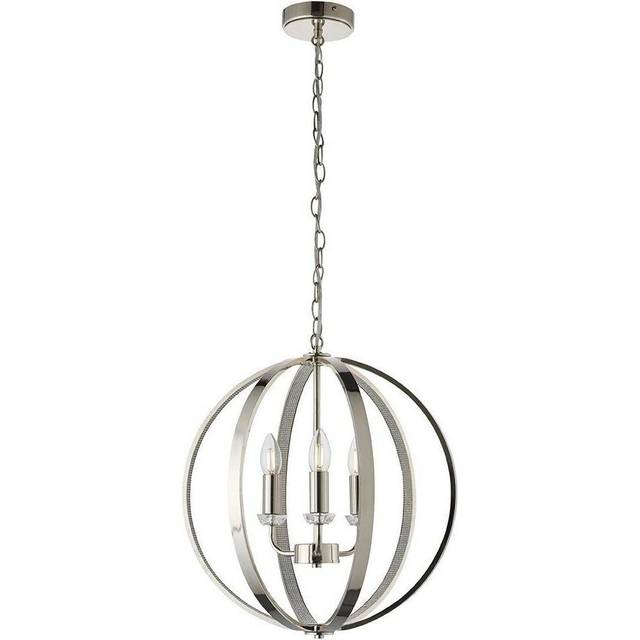 Endon Ritz Diamante 3 Light Ceiling Pendant, Nickel