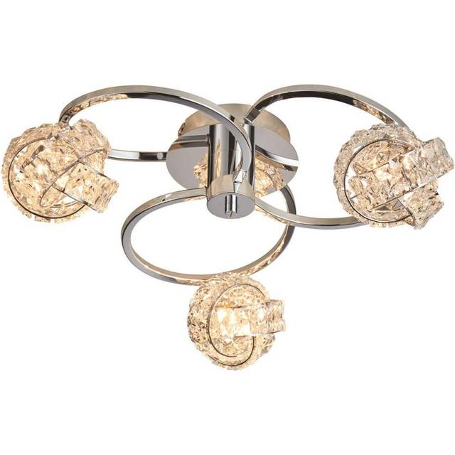 Ensora Lighting Jana 3 Light Semi Flush Ceiling Light, Silver
