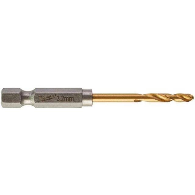 Milwaukee 48894706 HSS Red Hex Shockwave HSS 3.2mm Ground Tin Metal Drill Bits 2pk