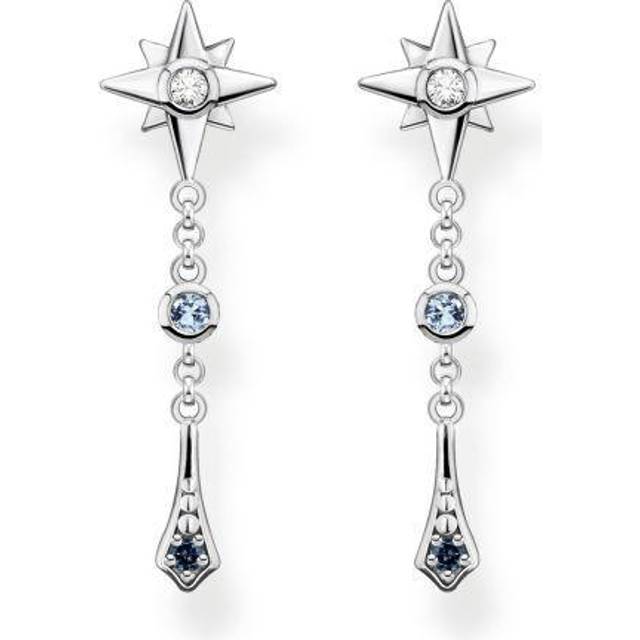 THOMAS SABO Sabo H2209-945-7 Royalty Star Earrings with Stones 925 Sterling Silver, 2,7cm, Silver, Cubic Zirconia