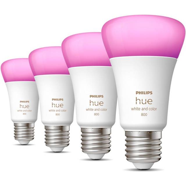Philips Hue New White and Colour Ambiance Smart Light Bulb 4 Pack 60W - 800 Lumen [E27 Edison Screw] with Bluetooth. Works with Alexa, Google