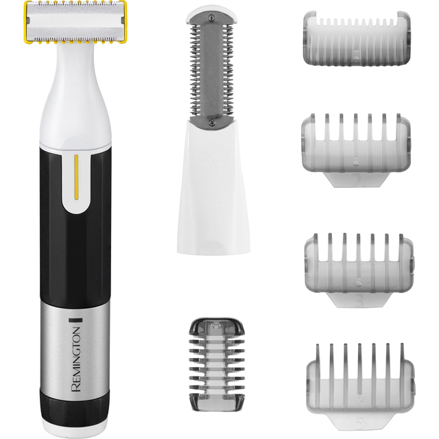 Remington Omniblade Hybridtrimmer för ansikte och kropp – vattentät sladdlös uppladdningsbar rakapparat med 4 x stubbkammar och kroppskam fäste HG3000, Svart, 7 Count (Pack of 1)