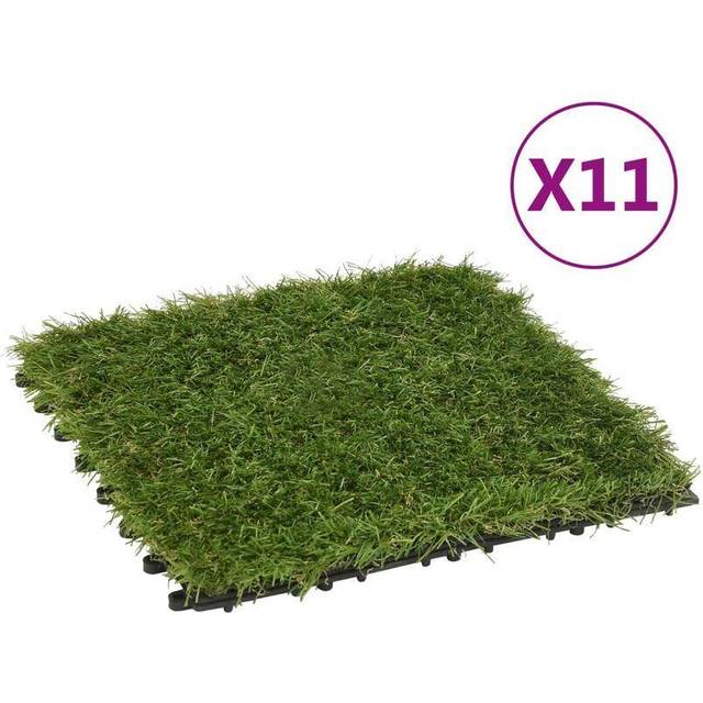 vidaXL Artificial Grass Tiles 11 pcs Green 30x30 cm