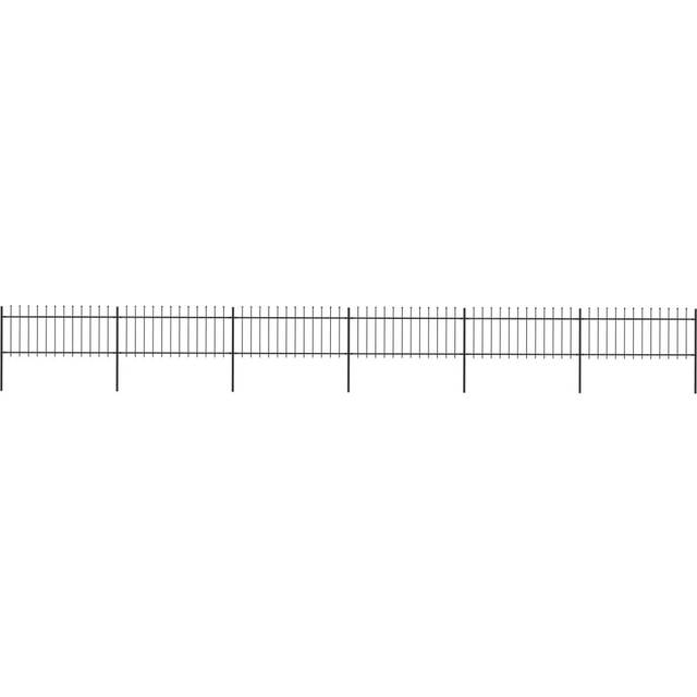 vidaXL Garden Fence with Spear Top Steel 10.2x0.8 m Black