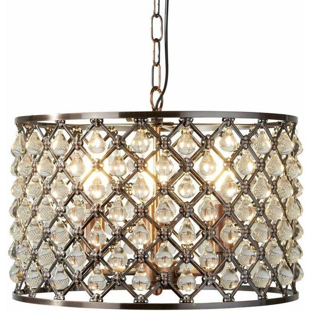 Searchlight 7813-3CU Marquise 3 Light Drum Pendant Antique Copper Glas