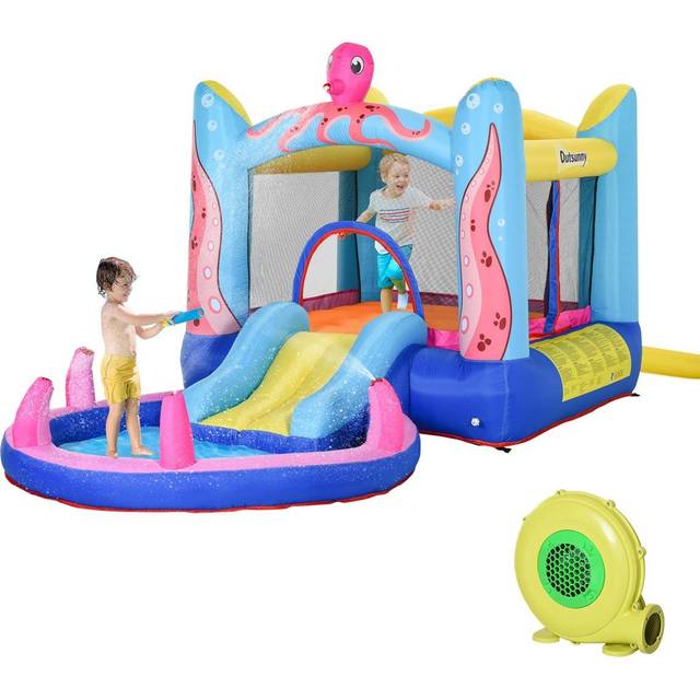 Outsunny Kids 3 in 1 Octopus Design Bounce Castle House - Blue