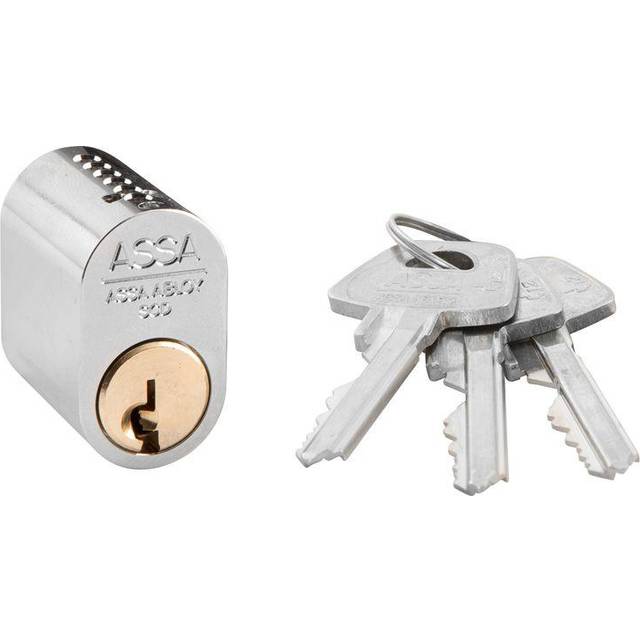Låscylinder Assa Abloy Basic 1301 3 Nycklar Nickel Ej Kopier