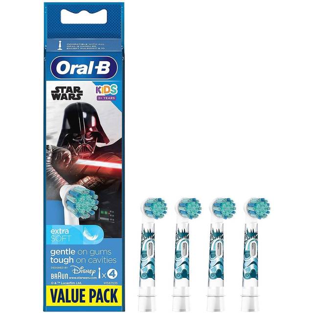 Oral-B Kids Star Wars Tandborsthuvud Till Eltandborste för Barn, Designed by Braun, 4 tandborsthuvuden För Barn, Från 3 År, För Oral B
