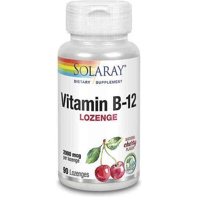Solaray, vitamin B12, natural cherry flavor, sugar-free, 2000 mcg, 90 lozenges