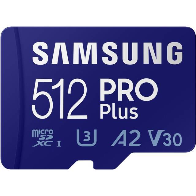 Samsung PRO PLUS microSD card 180MBs U3, V30, A2, with adapter 512GB