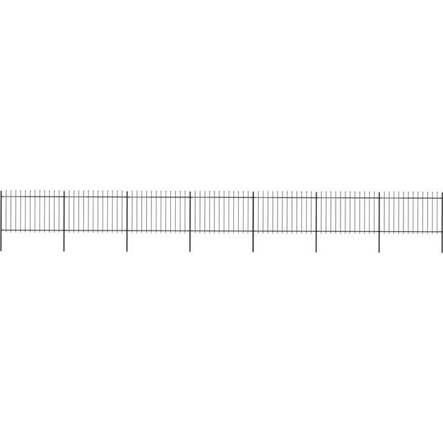 Trädgårdsstaket med spjuttopp stål 11,9x1,2 m svart