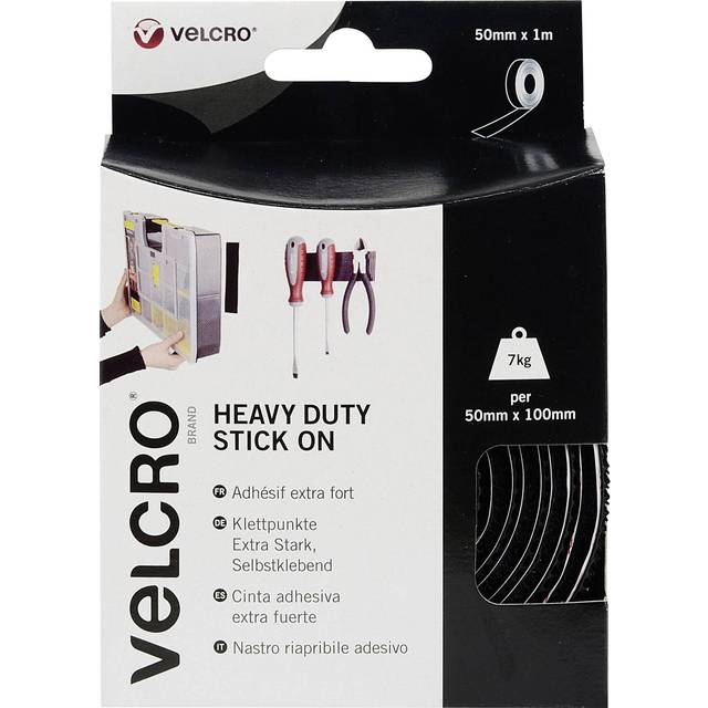 VELCRO® Brand VEL-EC60241 Heavy Duty Stick On Tape 50mm x 1m - Black