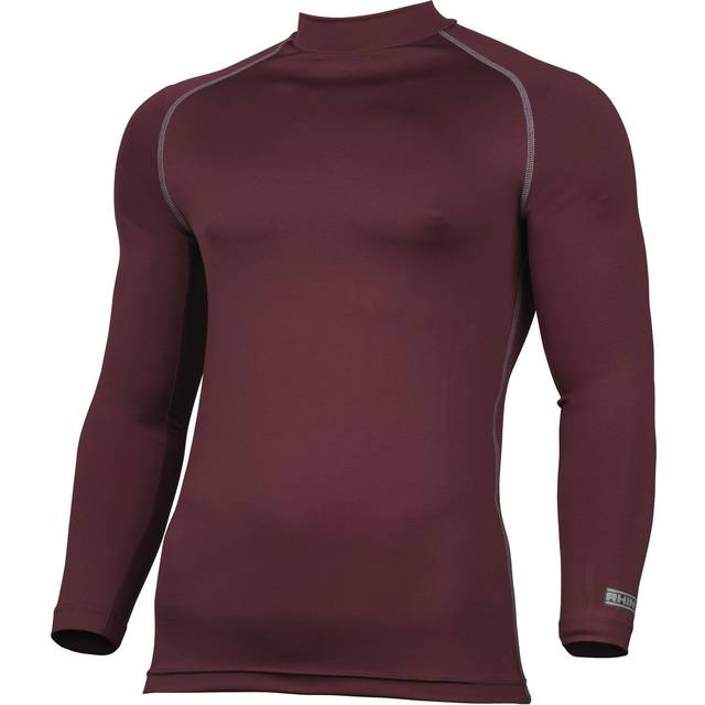 (S/M, Maroon) Rhino Mens Thermal Underwear Long Sleeve Base Layer Vest Top