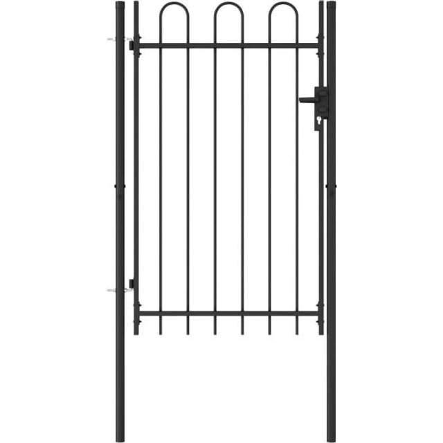 vidaXL Fence Gate Single Door with Arched Top Steel 1x1.5 m Black