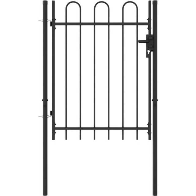 vidaXL Fence Gate Single Door with Arched Top Steel 1x1.2 m Black