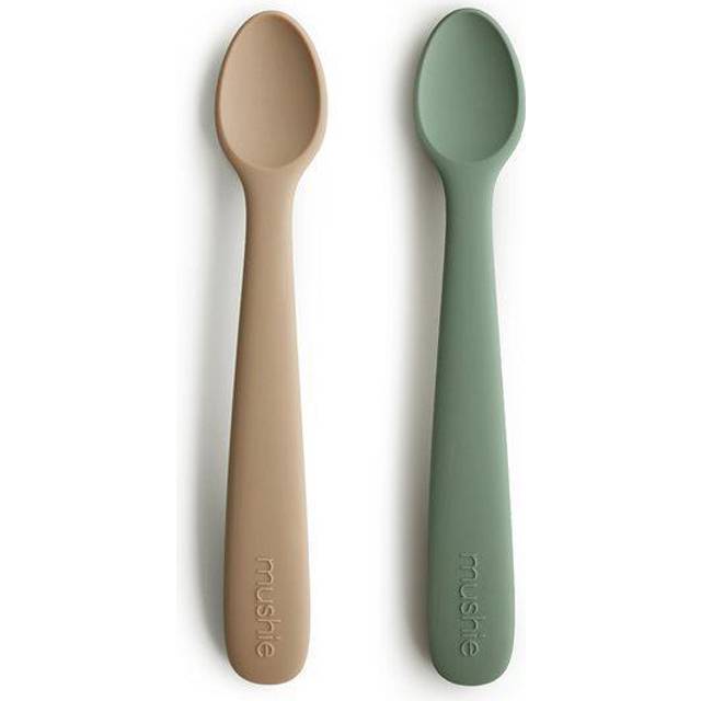 Pack of Two 1st Stage Spoons in Silicone by MUSHIE green