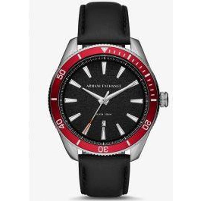 Armani Exchange Enzo Black Leather Strap Watch AX1836