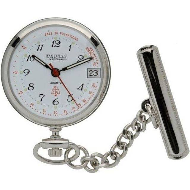Jean Pierre Chrome Plated Nurses Calendar Quartz Fob Watch L554C