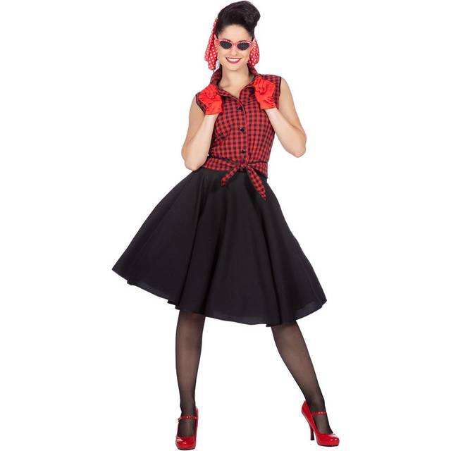 Svart/Röd Rockabilly Klänning Maskeraddräkt - 44
