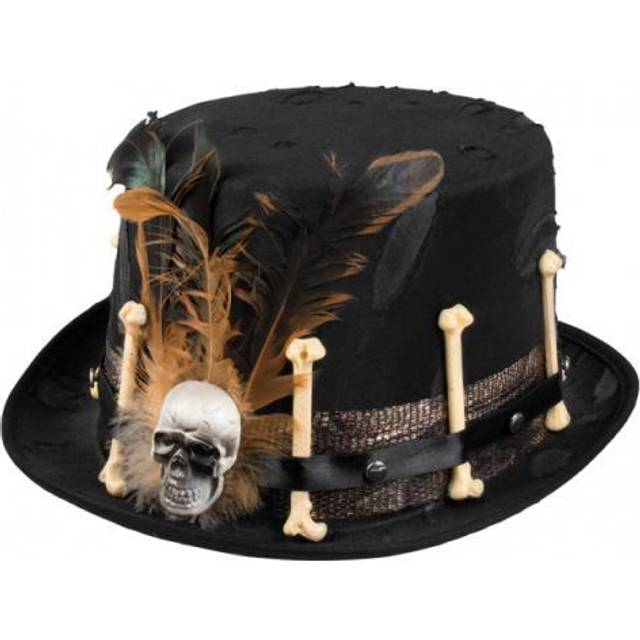 Boland 72181 – Voodoo-hatt Nana, cylinder med ben, fjädrar och dödskalle, huvudbonad, underläkare, kostym, karneval, temafest