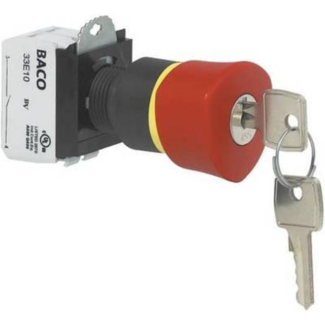 BACO L22GR01B Nödstoppsbrytare Plastfrontring, Svart, med statusindikering 600 V 10 A IP69 K (i inbyggt tillstånd) 1 st