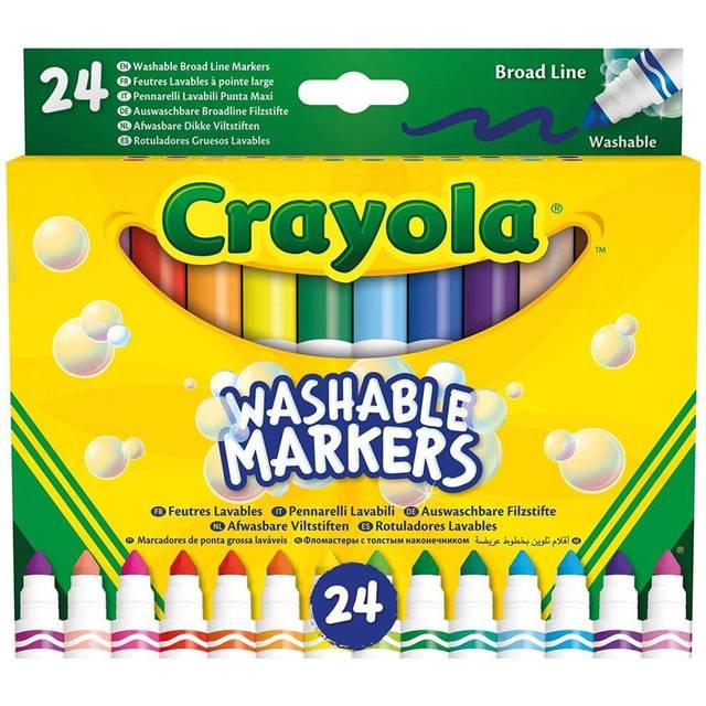 Crayola-24 Washable Markers Maxi Tip Assorted Colours for School and Leisure Time 58-6570