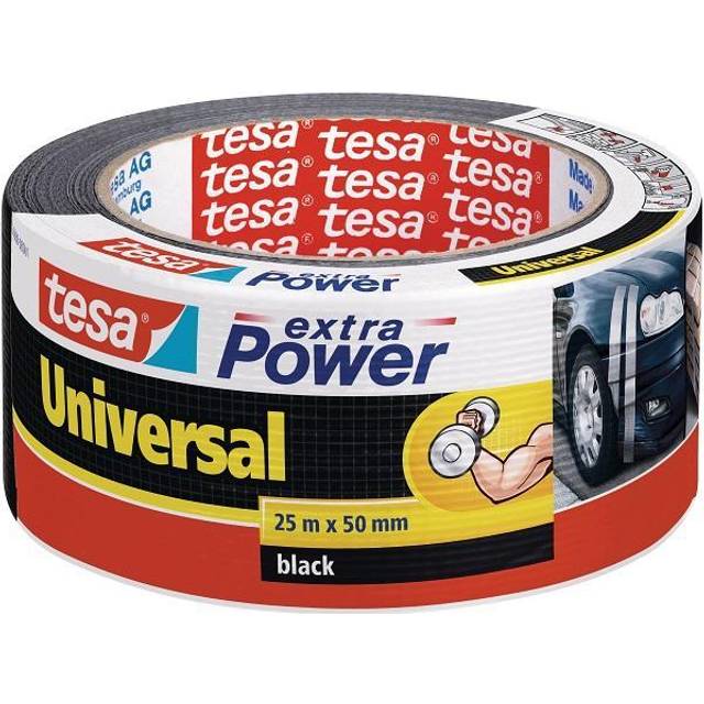 tesa extra Power Universal silvertejp - tejp med extra starkt grepp - mångsidig silvertejp för reparationer, montering, tätning med mera - svart - 1 rulle - 25 m x 50 mm
