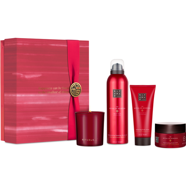 Rituals The Ritual of Ayurveda Rebalancing Gift Set - 4 Pieces (This gift set contains: 1x 200ml Foaming Shower Gel 1x 140g Candle 1x 125g Salt Body Scrub 1x 100ml Body Cream)