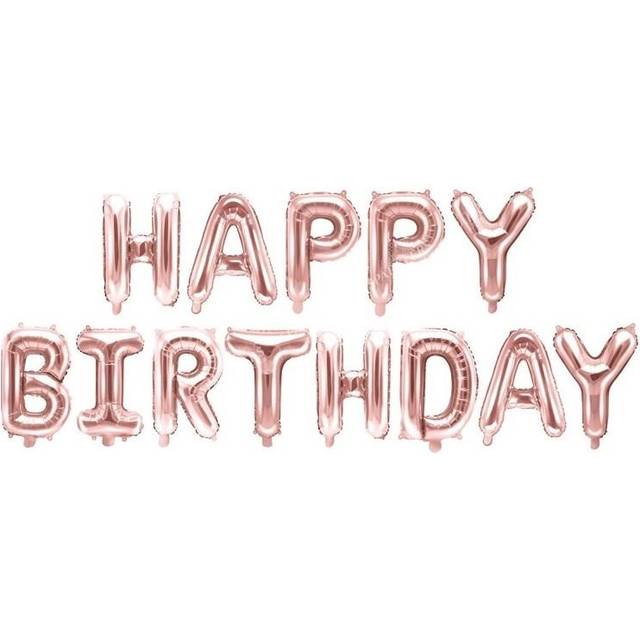 Happy birthday rose gold balloon kit hanging foil banner party decoration