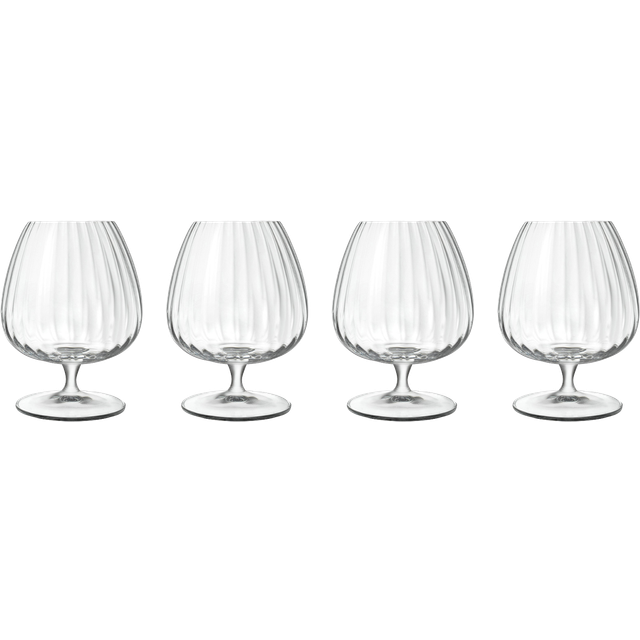 Luigi Bormioli Optica Fluted Cognac Glass, Set of 4, 465ml, Clear