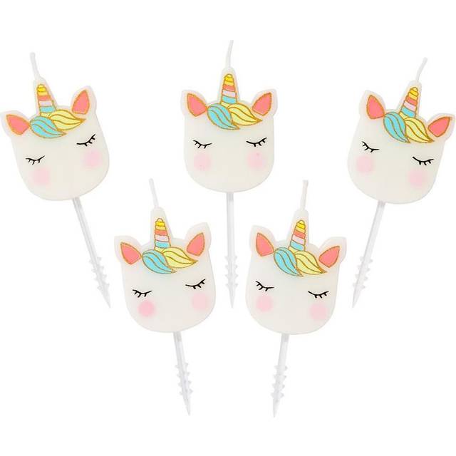 Talking Tables Kids We Heart Unicorn-shaped Birthday Candles Set of Five
