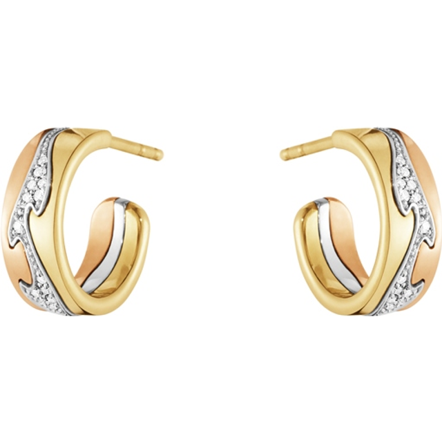 Georg Jensen Fusion creol 1637C rødguld/hvidguld/rosaguld med brillanter, lille