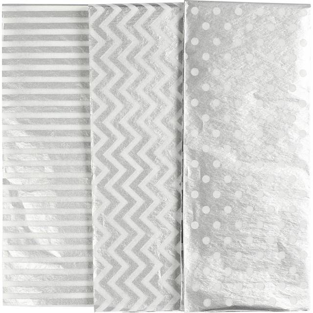 Silkespapper 50x70 cm - Silvermönster - 6 ark