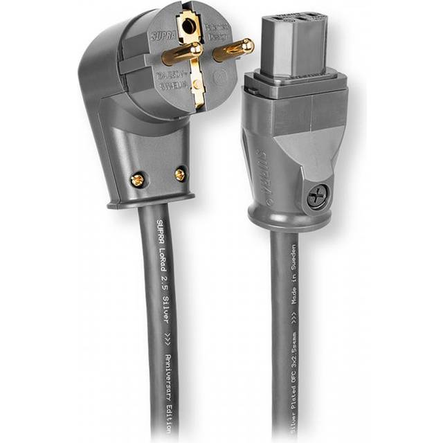Supra Lorad 2.5 SPC strömkabel 10 Ampere, vinklad stickpropp 1 meter