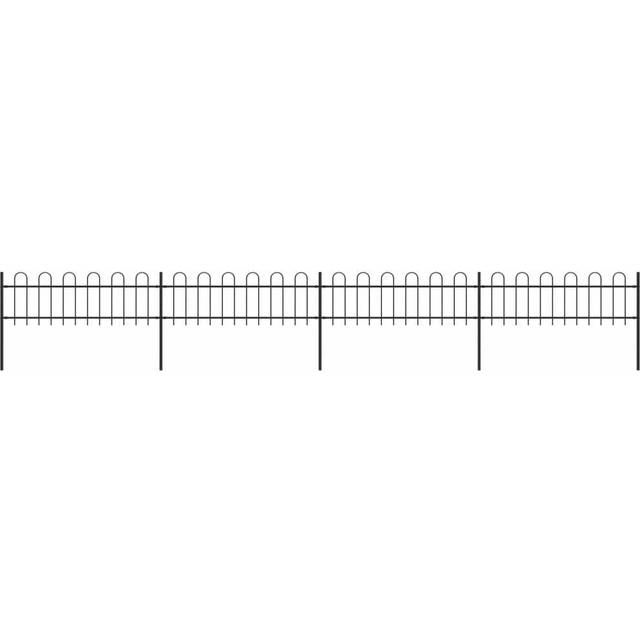 vidaXL Garden Fence with Hoop Top Steel 6.8x0.6 m Black