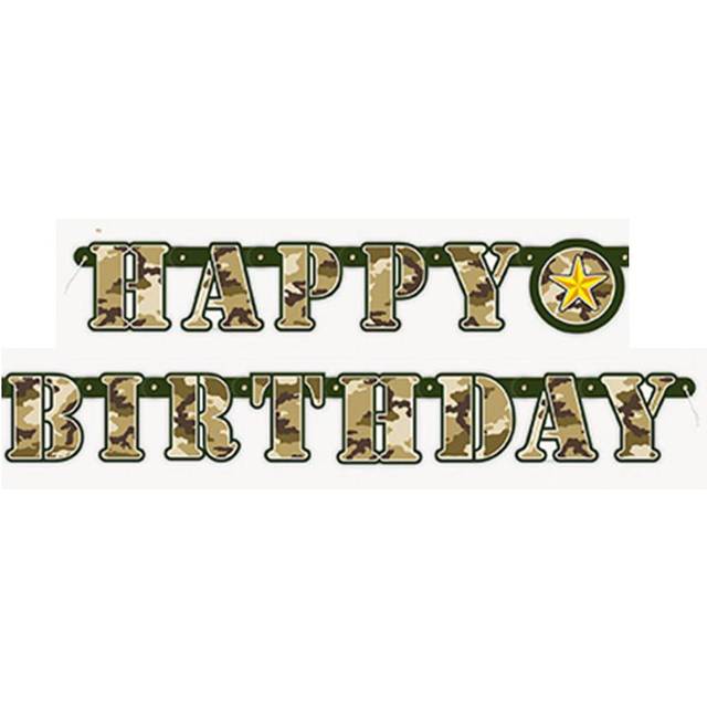Unique Party 48538 - 5ft Military Camo Happy Birthday Banner
