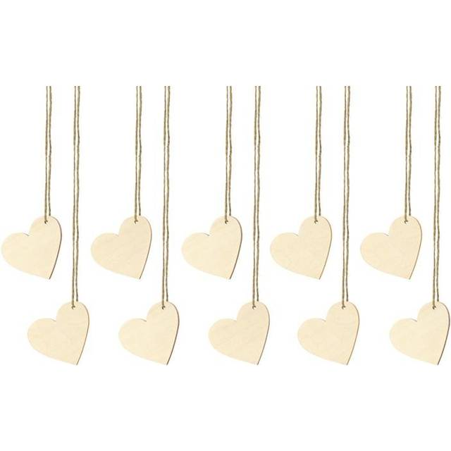 PartyDeco Bordkort Hjerter Træ