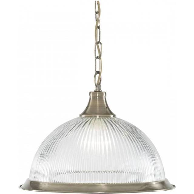 Searchlight 9369 American Diner - 1 Light Pendant Antique Brass Clear