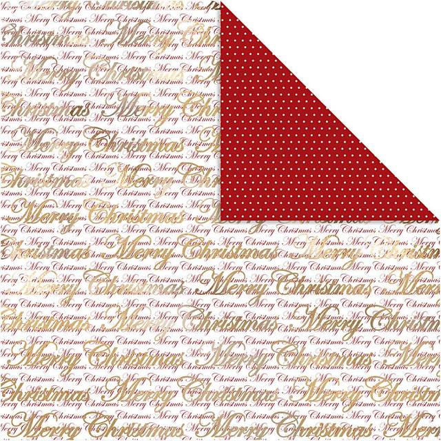 Vivi Gade Designpapir, glædelig jul og prikker, 30,5x30,5 cm, 180 g, guld, 3 ark/ 1 pk