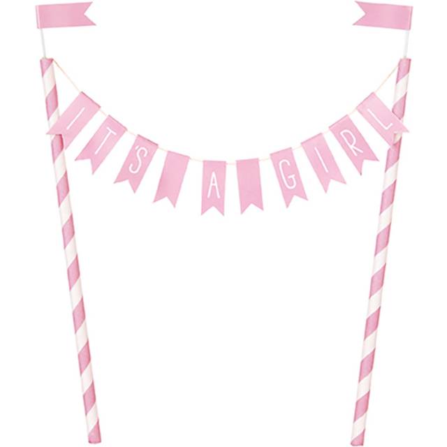 Baby shower rosa tårtdekoration