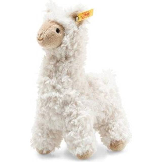 Steiff 69444 Original mjuk leksak Lama Soft Cuddly Friends Leandro, gosig leksak ca 14 cm, märkeplysch knapp i örat", gosevän för spädbarn från födseln, grädde