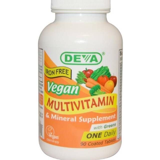 Deva  Vegan Multivitamin & Mineral Supplement with Greens  Iron Free  90 Coated Tablets