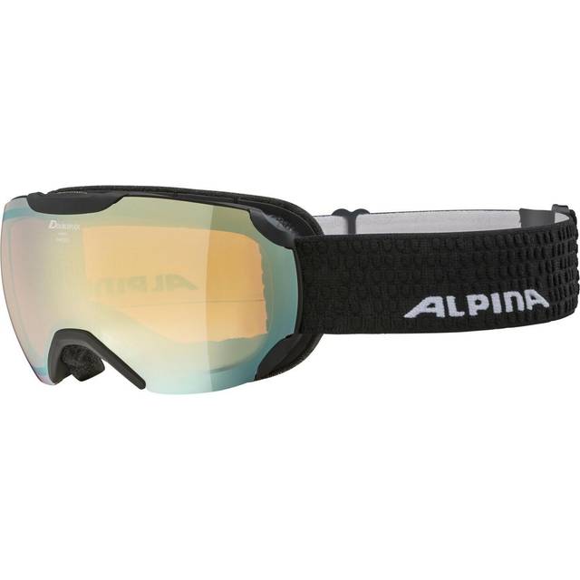 ALPINA PHEOS S Q-LITE – speglade, kontrastförstärkande skidglasögon med 100% UV-skydd för vuxna, svart matt, en storlek
